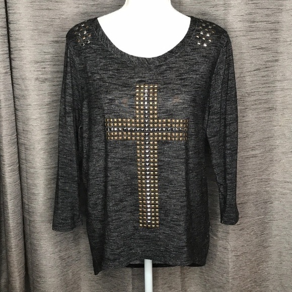 ROCK 47 by wrangler MEDIUM GRAY CROSS HENLEY TSHIRT - Picture 1 of 7
